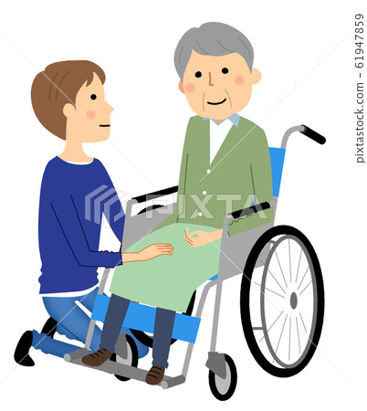 Elderly people in wheelchairs caregivers - Stock Illustration [61947859 ...