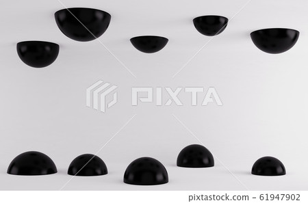 Black spheres on a white background. 3d render Black spheres on a white background. 3d render 61947902