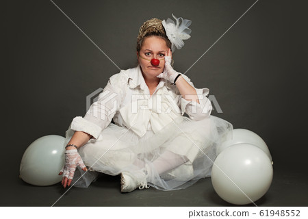Portrait of woman clown. Performance Actress  61948552