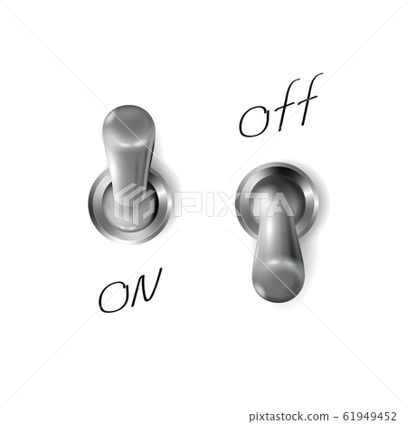 Set 3d metal toggle switches, realistic chrome 61949452