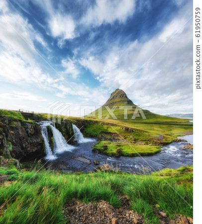 Kirkjufell. Mountains and waterfall in the Iceland. Iceland travel - image 61950759
