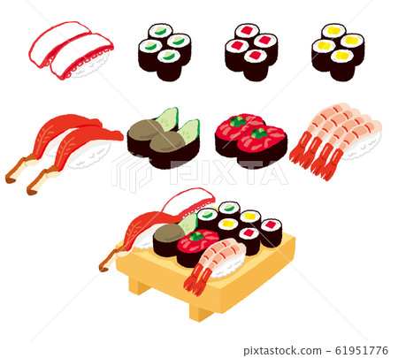Illustration of various sushi Illustration of various sushi 61951776