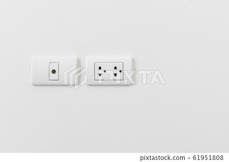 Television and electricity plug on white wall Television and electricity plug on white wall 61951808