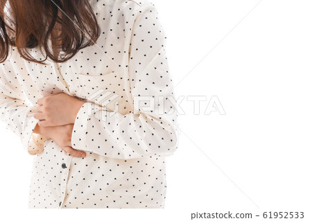 Young woman suffering from stomachache 61952533