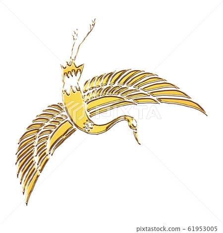 Crane, crane, vine, gold, golden, three-dimensional, illustration Crane, crane, vine, gold, golden, three-dimensional, illustration 61953005