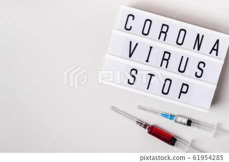 Lightboard with words Coronavirus stop. Atypical 61954285