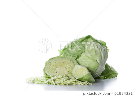 Fresh green cabbage on white background. 61954381