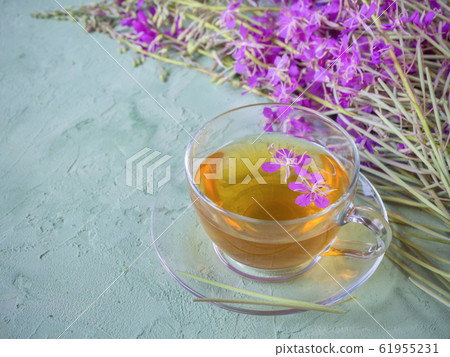Traditional herbal drink Ivan-tea in a cup 61955231