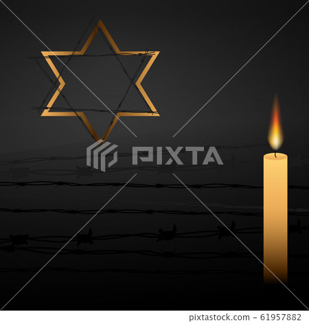 Barbed wire and one memorial candle, International Barbed wire and one memorial candle, International 61957882