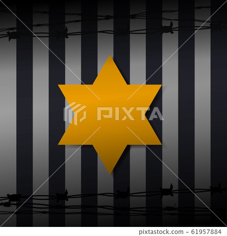 Jewish star with barbed wire and one candle, Jewish star with barbed wire and one candle, 61957884