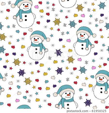 Christmas seamless pattern with snowman, fir... - Stock Illustration ...