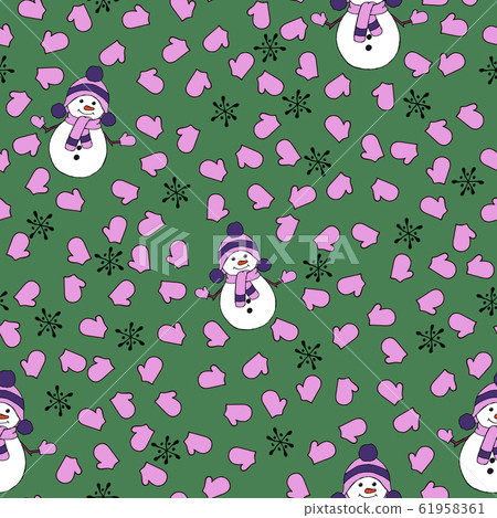 Christmas seamless pattern with snowman, fir trees and snowflakes. Perfect for wallpaper, wrapping Christmas seamless pattern with snowman, fir trees and snowflakes. Perfect for wallpaper, wrapping 61958361