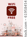 Wifi Free Sign With Square Style Icon on Hi-Tech Background 61958454