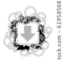 Line icon with gunge elements. Arrow in down direction. 61958568