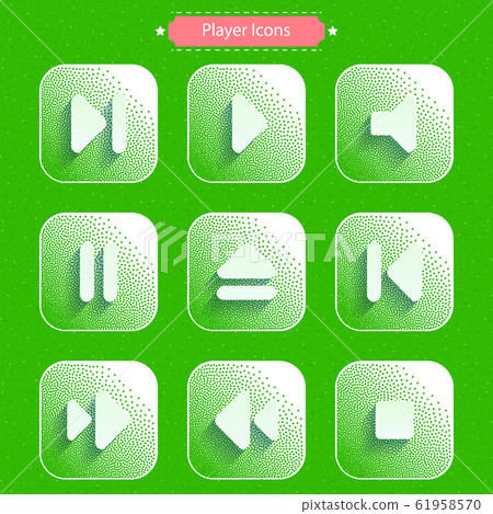 Icons for media player. Dotted background. 61958570