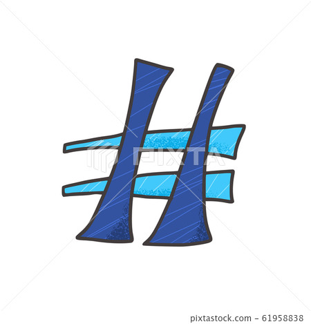 Hashtag vector hand drawn sign. Hash tag symbol. Hashtag vector hand drawn sign. Hash tag symbol. 61958838