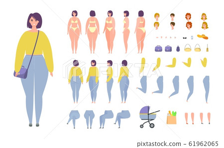 Woman, girl constructor vector illustration casual set animation isolated. 61962065