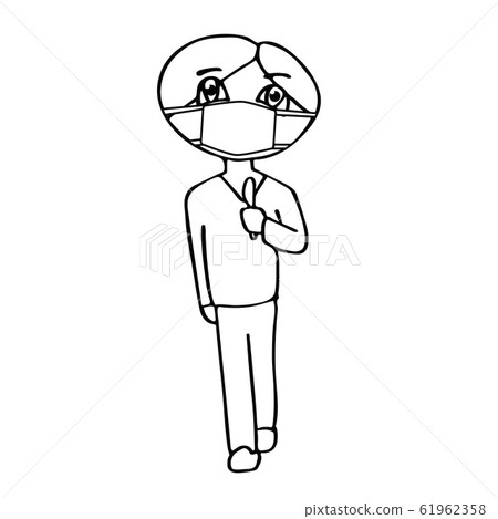cartoon male doctor in mask with scalpel. white 61962358