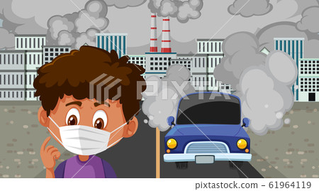 Scene with cars and factory buildings making dirty - Stock Illustration ...