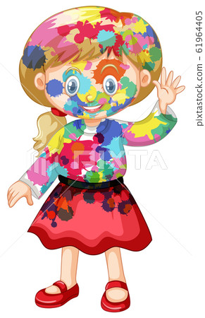 Girl with happy smile covered herself with Girl with happy smile covered herself with 61964405
