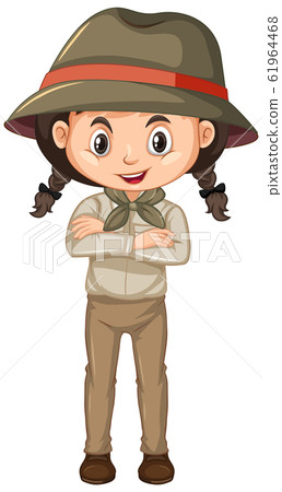 Girl in scout uniform on white background Girl in scout uniform on white background 61964468