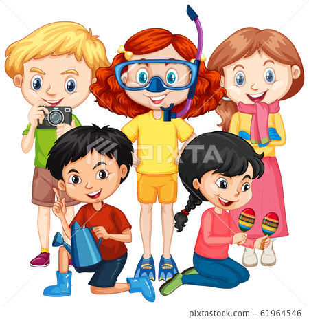 Five children with different hobbies 61964546