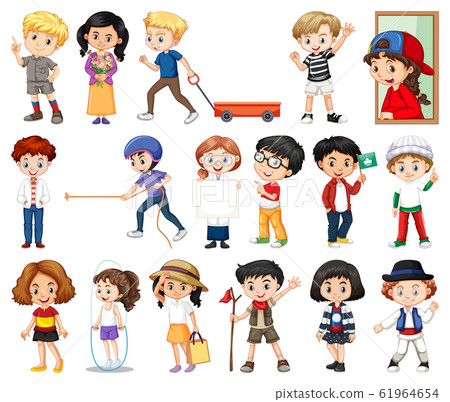 Large set of boys and girls doing different Large set of boys and girls doing different 61964654