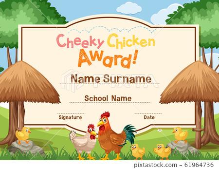 Certificate template for cheeky chicken award with 61964736