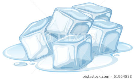 Pile of ice melting on white background 61964858