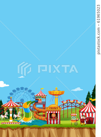 Circus scene with many rides at day time Circus scene with many rides at day time 61965023