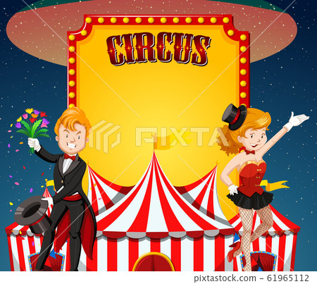 Circus sign template with magicians doing show 61965112