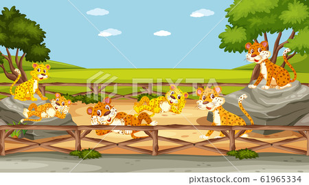 Scene with wild animals in the zoo at day time 61965334