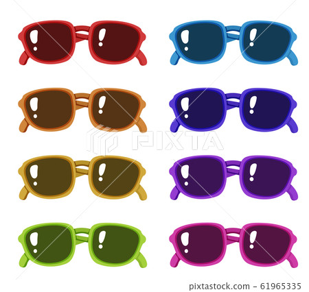Set of sunglasses in different colors frames Set of sunglasses in different colors frames 61965335