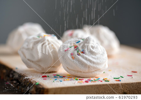 Russian marshmallow on wood table Russian marshmallow on wood table 61970293