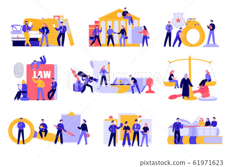 Lawyer Justice Flat Set  61971623