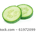 Fresh slice cucumber close-up on white background. 61972099