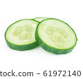 Fresh slice cucumber close-up on white background. 61972140