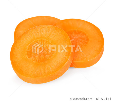 Carrot slices  isolated close-up on white 61972141
