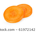 Carrot slices  isolated close-up on white. 61972142