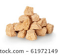 Brown crushed sugar close-up isolated on white. 61972149
