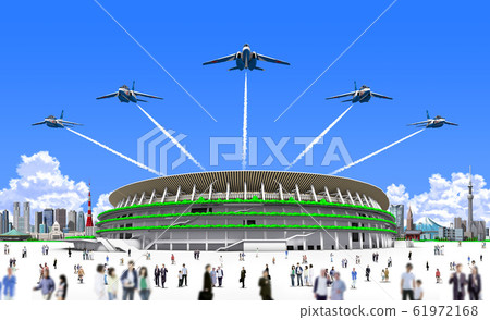 New National Stadium Elevation Angle + Tokyo + Blue Impulse New National Stadium Elevation Angle + Tokyo + Blue Impulse 61972168