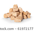 Brown crushed sugar close-up isolated on white. 61972177