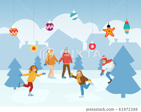 People skating ice rink vector illustration.... - Stock Illustration  [61972388] - PIXTA