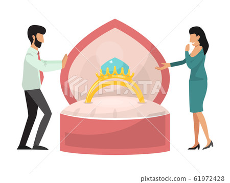 Man holding box with ring making propose to his girlfriend 61972428