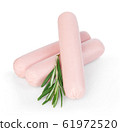 Sausages raw isolated close-up on white. 61972520