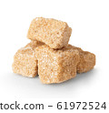 Brown sugar close-up isolated on white background. 61972524