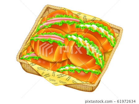 Roll bread sandwich (ham and sliced eggs) 61972634