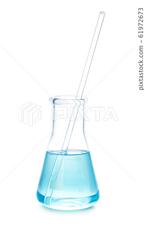 Test-tube with blue liquid isolated on white. 61972673