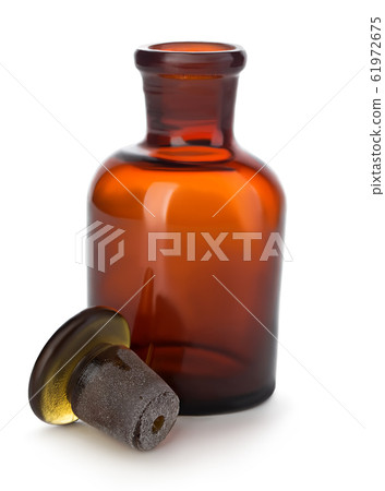 Vintage medicine pharmacy bottle on white. Vintage medicine pharmacy bottle on white. 61972675