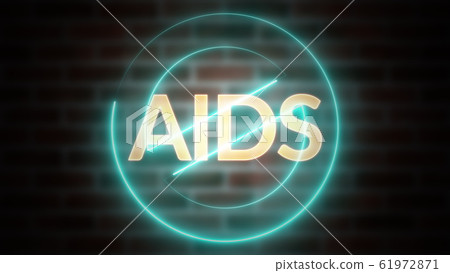 3D rendering of text AIDS against the background of brick, computer generated wireframe symbol stop with glowing laser light 3D rendering of text AIDS against the background of brick, computer generated wireframe symbol stop with glowing laser light 61972871